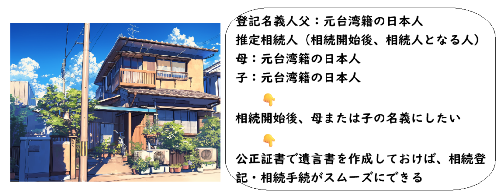 元台湾籍の日本人（帰化して日本国籍を取得）の遺言書作成・相続登記